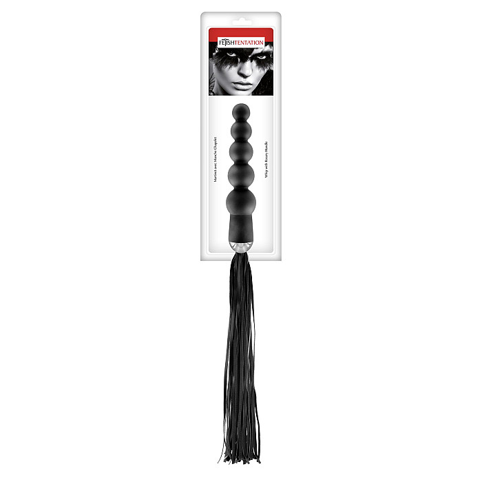 Флоггер с ручкой - анальными бусами Fetish Tentation Whip with Rosary Handle