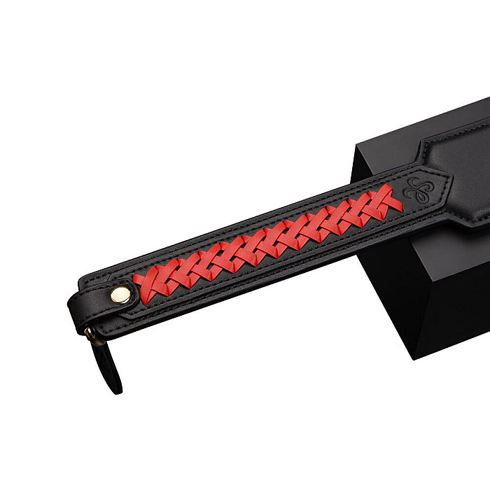 Паддл LOCKINK SEVANDA Braided-handle Spanking Paddle, черно-красный, гладкий, с плетением на ручке