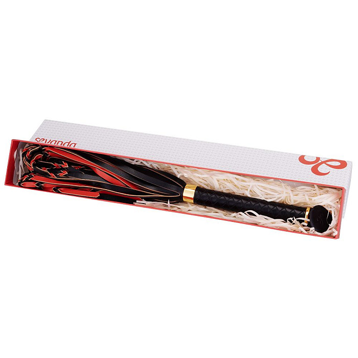 Паддл LOCKINK SEVANDA Braided-handle Spanking Paddle, черно-красный, гладкий, с плетением на ручке