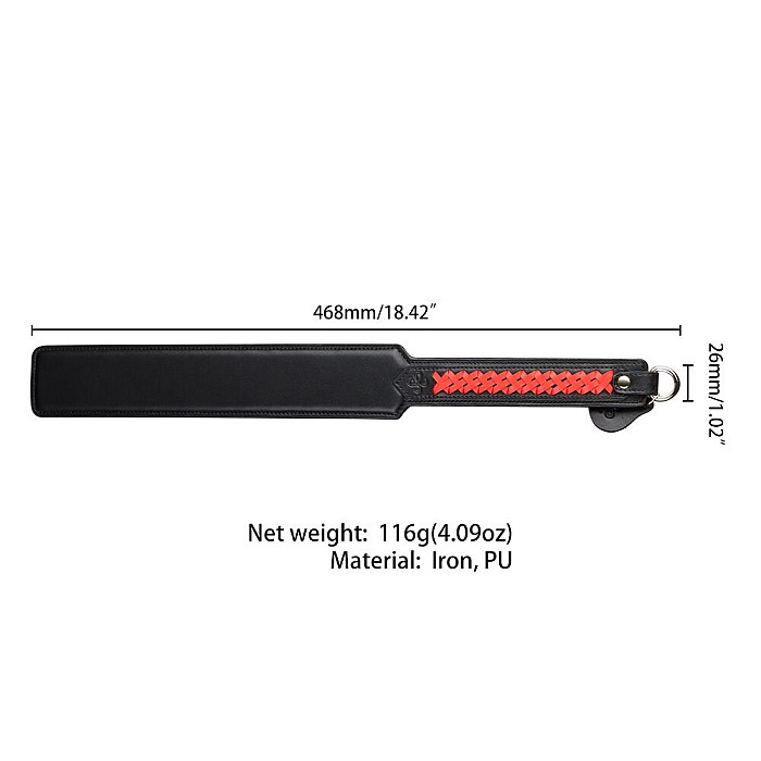 Паддл LOCKINK SEVANDA Braided-handle Spanking Paddle, черно-красный, гладкий, с плетением на ручке