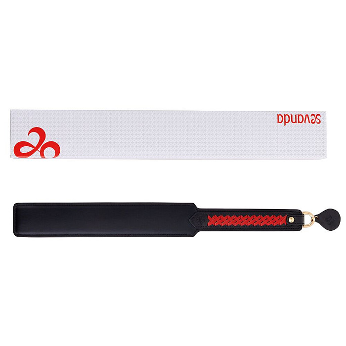 Паддл LOCKINK SEVANDA Braided-handle Spanking Paddle, черно-красный, гладкий, с плетением на ручке