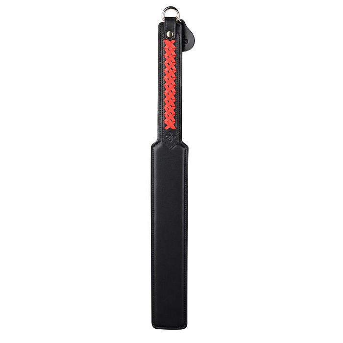 Паддл LOCKINK SEVANDA Braided-handle Spanking Paddle, черно-красный, гладкий, с плетением на ручке