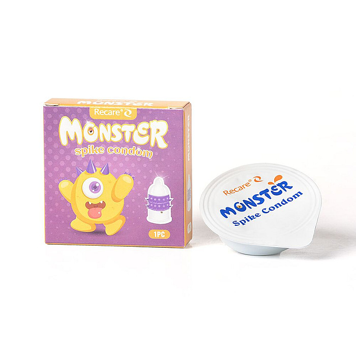 Насадка на член Recare Yellow Monster Spike Condom (презерватив з рядами пухирців та шипів)