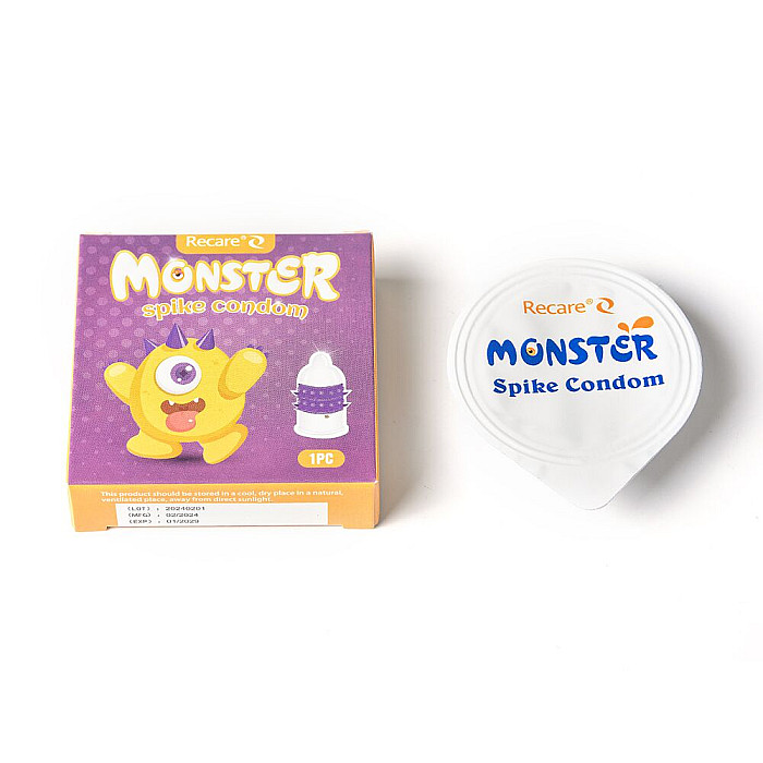 Насадка на член Recare Yellow Monster Spike Condom (презерватив з рядами пухирців та шипів)