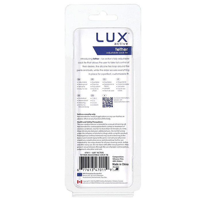 Ерекційне кільце-ласо LUX Active Tether Adjustable Silicone Cock Tie, регульоване