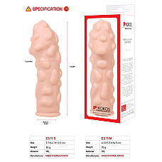 Насадка на член Kokos Extreme Sleeve ES.11 розмір M, потовщувальна, стимулюючий рельєф