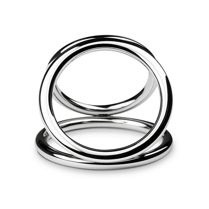 Тройное эрекционное кольцо Sinner Gear Unbendable — Triad Chamber Metal Cock and Ball Ring — Medium