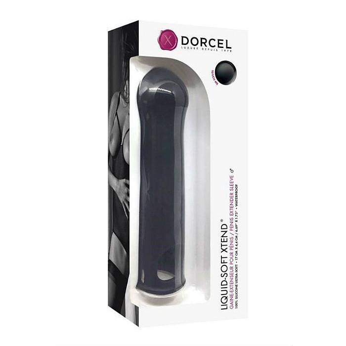 Удлиняющая насадка на член Dorcel LIQUID-SOFT XTEND (до +3,8см), с кольцом для мошонки