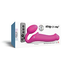 Безремінний страпон з вібрацією Strap-On-Me Vibrating Fuchsia L, діаметр 3,7см, пульт ДК, регульований