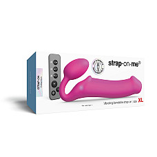 Безремінний страпон з вібрацією Strap-On-Me Vibrating Fuchsia XL, діам. 4,7см, пульт ДК, регульований