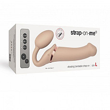 Безремінний страпон з вібрацією Strap-On-Me Vibrating Flesh L, діаметр 3,7 см, пульт ДК, регульовани