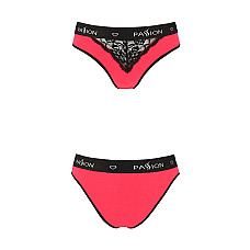 Трусики с широкой резинкой и кружевом Passion PS001 PANTIES M, red-black