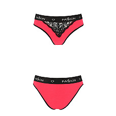 Трусики с широкой резинкой и кружевом Passion PS001 PANTIES S, red-black