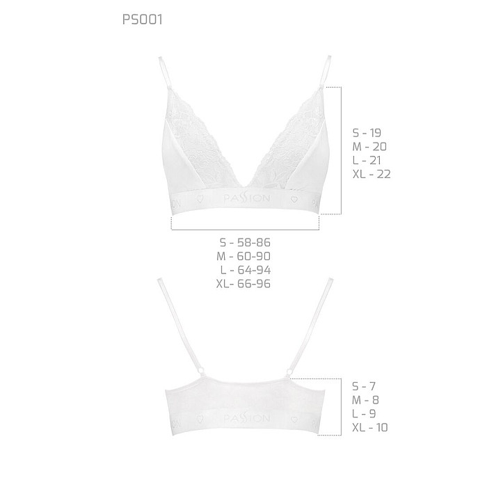 Эластичный топ с кружевом Passion PS001 TOP XL, white