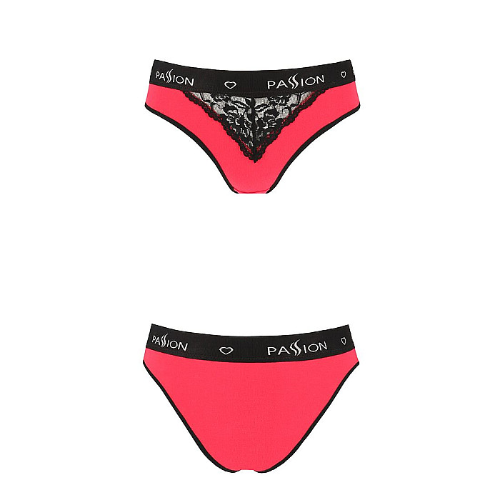 Трусики с широкой резинкой и кружевом Passion PS001 PANTIES XL, red-black