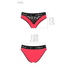 Трусики с широкой резинкой и кружевом Passion PS001 PANTIES XL, red-black