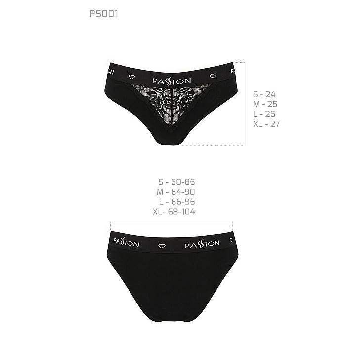 Трусики з широкою гумкою і мереживом Passion PS001 PANTIES S, black