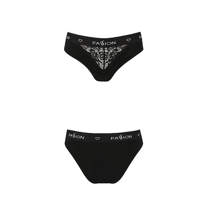 Трусики с широкой резинкой и кружевом Passion PS001 PANTIES XL, black