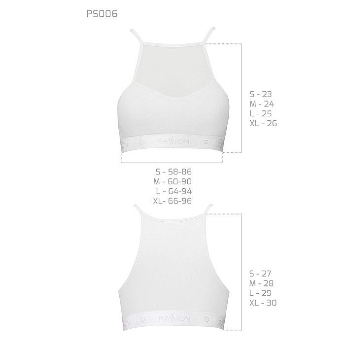 Спортивний топ з прозорою вставкою Passion PS006 TOP L, white