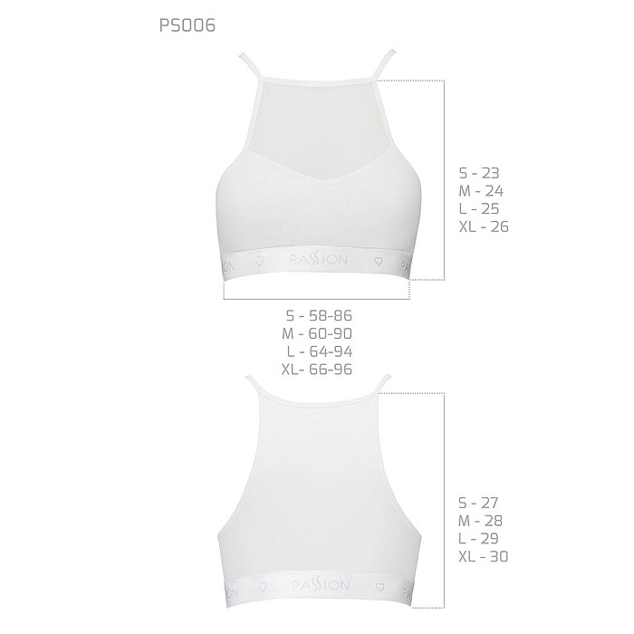 Спортивный топ с прозрачной вставкой Passion PS006 TOP M, white