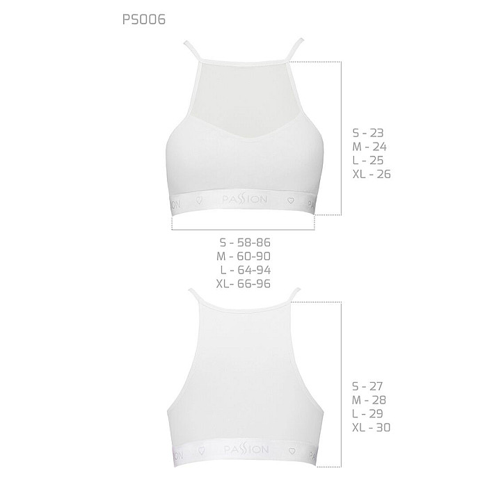 Спортивный топ с прозрачной вставкой Passion PS006 TOP S, white