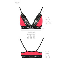 Эластичный топ с кружевом Passion PS001 TOP S, red-black