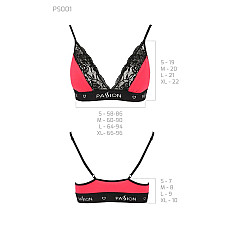 Эластичный топ с кружевом Passion PS001 TOP XL, red-black