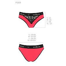 Трусики с широкой резинкой и кружевом Passion PS001 PANTIES L, red-black