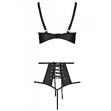 Распродажа!!! Комплект из эко-кожи Passion Tamaris Set black L/XL, бюстгальтер и трусики