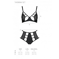 Распродажа!!! Комплект из эко-кожи Passion Tamaris Set black S/M, бюстгальтер и трусики