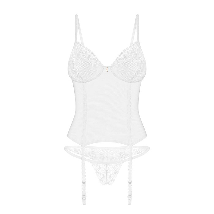 Корсет Obsessive Alissium corset & thong M/L (м'ята упаковка!!!)