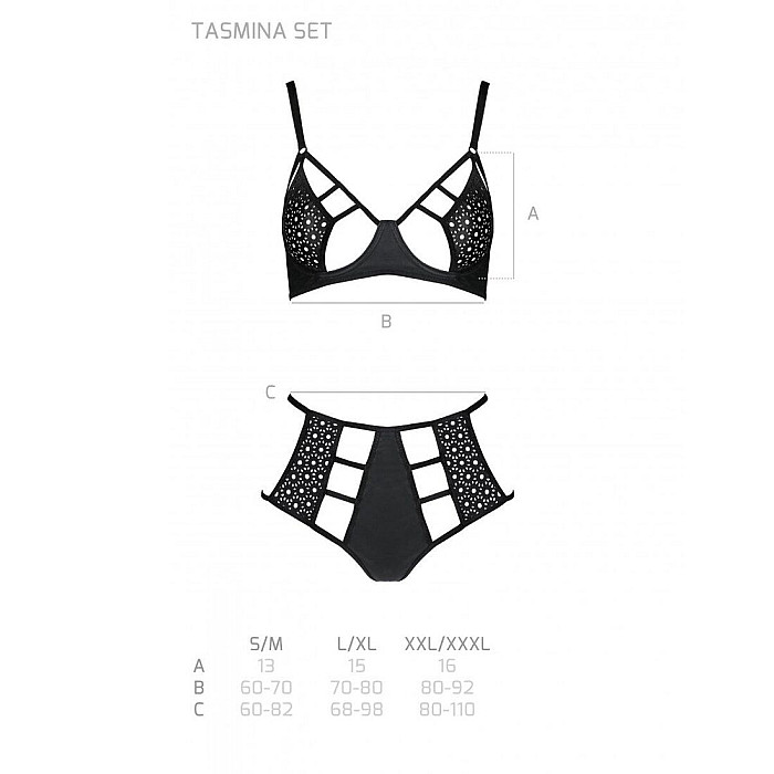Распродажа!!! Комплект из эко-кожи Passion Tamaris Set black XXL/XXXL, бюстгальтер и трусики