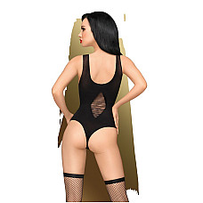 Боди Penthouse Hotter Than Hell XL Black, непрозрачное, вырезы, декольте, имитация шнуровки, чулки