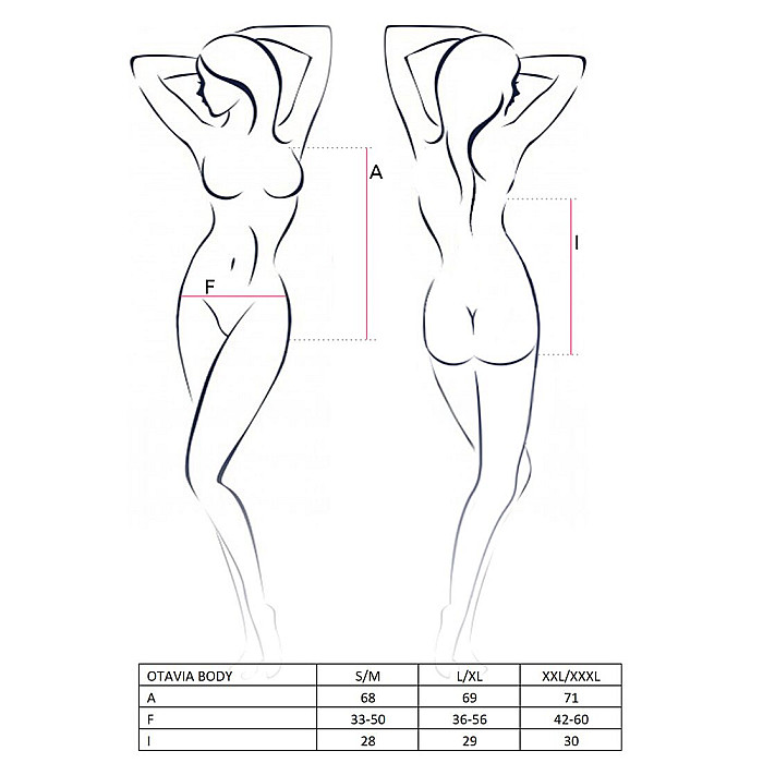 Боди монокини с глубоким декольте Passion OTAVIA BODY S/M, black