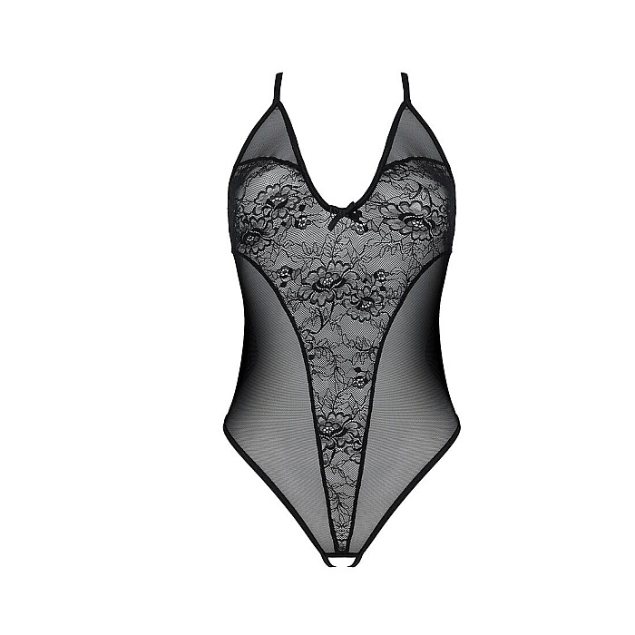 Боди с ажурным декором и открытым шагом Passion URSULA BODY XXL/XXXL, black