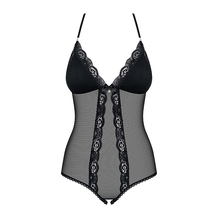 Сетчатое боди с открытыми ягодицами Obsessive 841-TED-1 teddy L/XL, черный