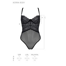 Боди Passion KERRIA BODY black, S/M, с высокими вырезами и верхом балконет