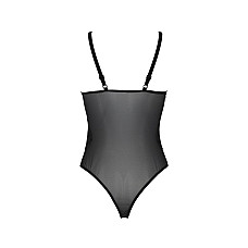 Боди Passion KERRIA BODY black, S/M, с высокими вырезами и верхом балконет
