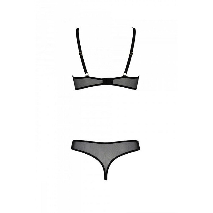 Еротичне боді Passion MARINA BODY, розмір L/XL, бежевого кольору, з відкритими чашками
