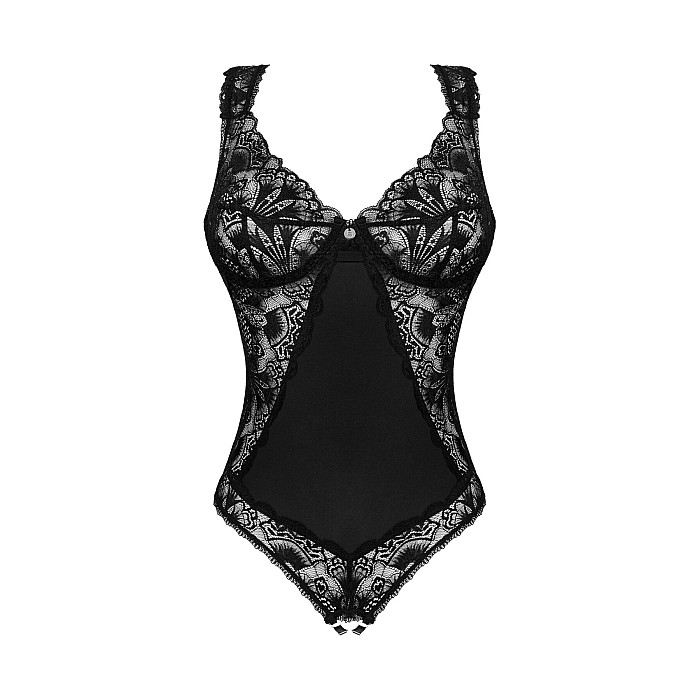 Кружевное боди Obsessive Donna Dream crotchless teddy M/L Black, открытый доступ