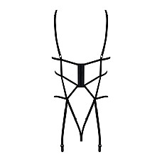 Боди из стреп с доступом Obsessive Badossa crotchless teddy L/XL, черный