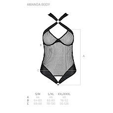 Сітчастий боді з халтером Passion Amanda Body L/XL, black