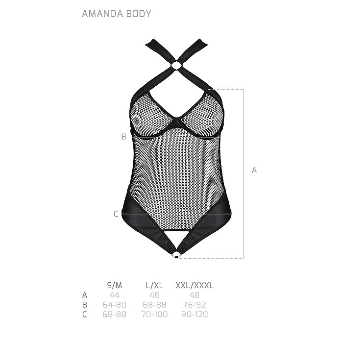Сітчастий боді з халтером Passion Amanda Body L/XL, black