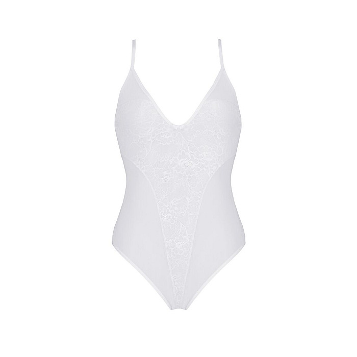 Боди с ажурным декором и открытым шагом Passion URSULA BODY L/XL, white