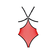 Полупрозрачное боди с кружевом Passion PEONIA BODY S/M red