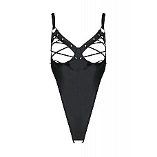 Боди из экокожи Passion CELINE BODY 4XL/5XL black, с доступом, открытый
