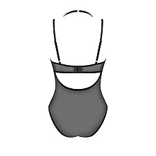 Прозрачное боди Obsessive Selinne teddy XS/S Black, мелкая сетка, двойные бретели