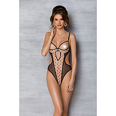 Эротическое боди Passion MARINA BODY, XXL/XXXL, beige, с открытыми чашками