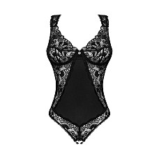 Кружевное боди Obsessive Donna Dream crotchless teddy XL/2XL Black, открытый доступ