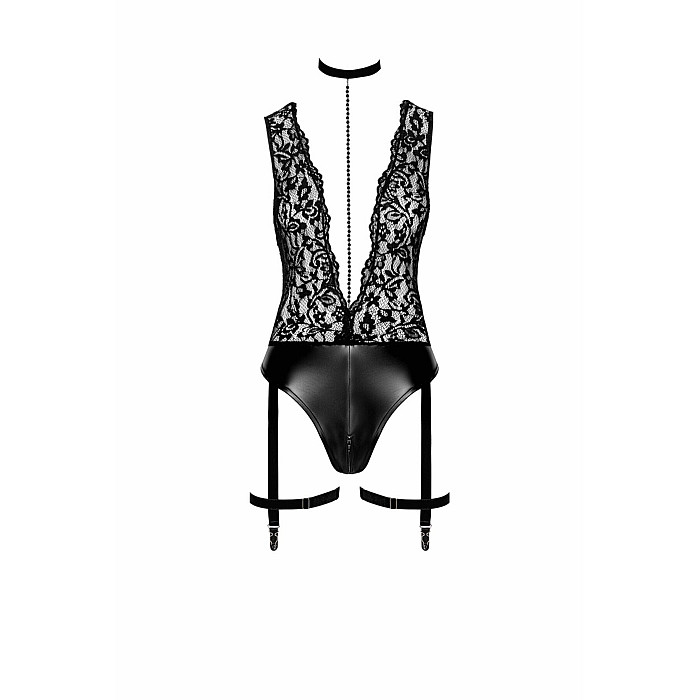 Боди Noir Handmade F297 Libido, M, черное, кружево, низ под латекс, открытый доступ, гартеры